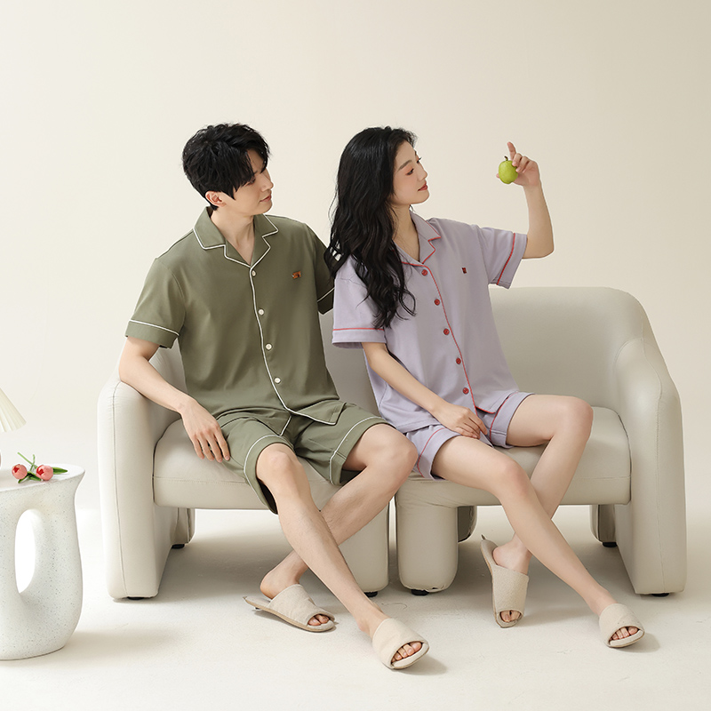 春夏款情侣睡衣纯棉短袖短裤薄款家居服夏季男女士可外穿凉感套装