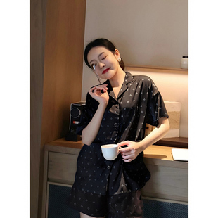 冰雪丝短袖 高级感经典 短裤 黑色开衫 家居服可外穿 薄款 睡衣女夏季