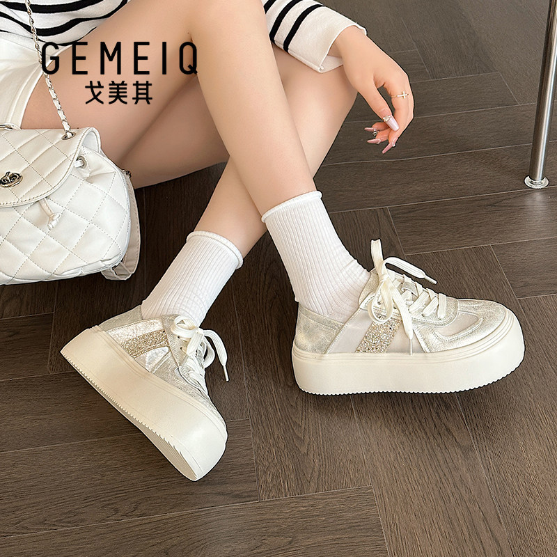 戈美其复古小白鞋女2025春夏天软底阿甘德训鞋女轻便休闲运动板鞋