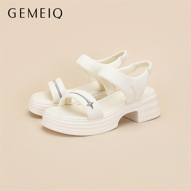 戈美其法式仙女风配裙子小众高级感凉鞋白色厚底时尚夏季不累脚鞋