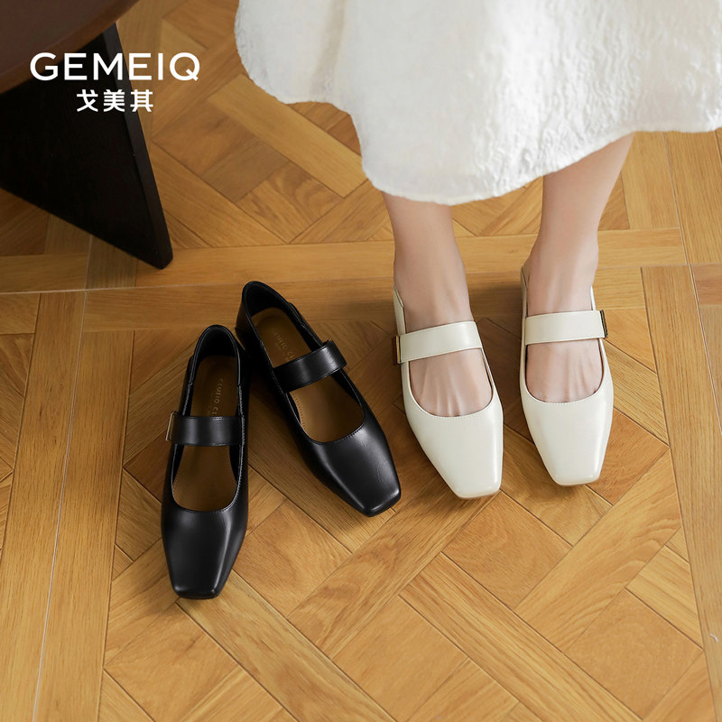戈美其法式配裙子玛丽珍鞋女鞋2026新款春秋季平底浅口单鞋小皮鞋