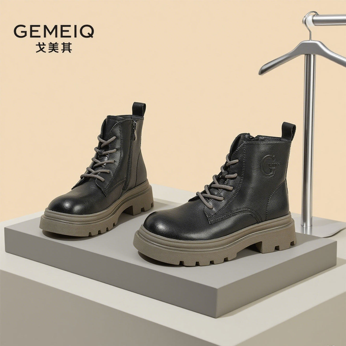 戈美其马丁靴女款秋冬季薄款旅游穿搭配裙子厚底英伦风休闲短靴子