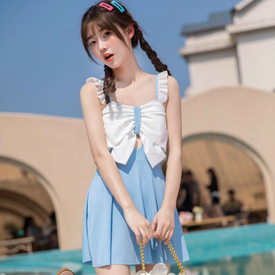蝴蝶结女孩泳装 儿童泳衣中大童新款 12岁吊带连衣裙式 洋气5 夏季