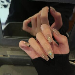 【神域宙光】小众新款鎏金氛围感超显白学生少女感手工美甲穿戴甲
