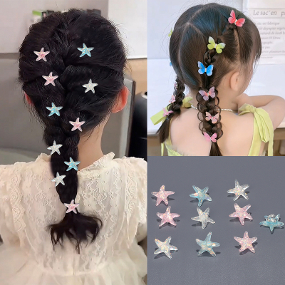 儿童海洋之星发扣甜美女童绢纱蝴蝶豆豆扣夹小女孩编发抓夹头饰