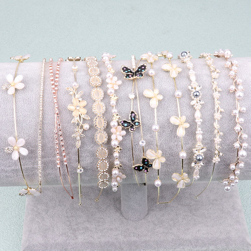 森系夏天高颅顶发箍清爽碎发刘海发卡猫眼石细边头箍超仙少女发饰