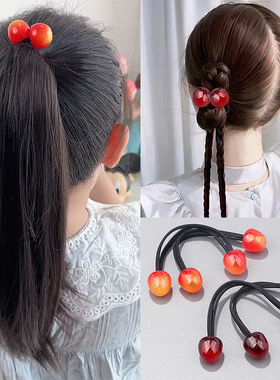 可爱洋气水果樱桃发绳儿童公主马尾双头皮筋高弹力绕绕头绳不伤发