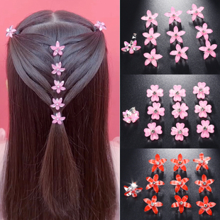 可爱儿童新年发饰花朵编发小发扣发夹宝宝甜美小辫子头花豆豆夹