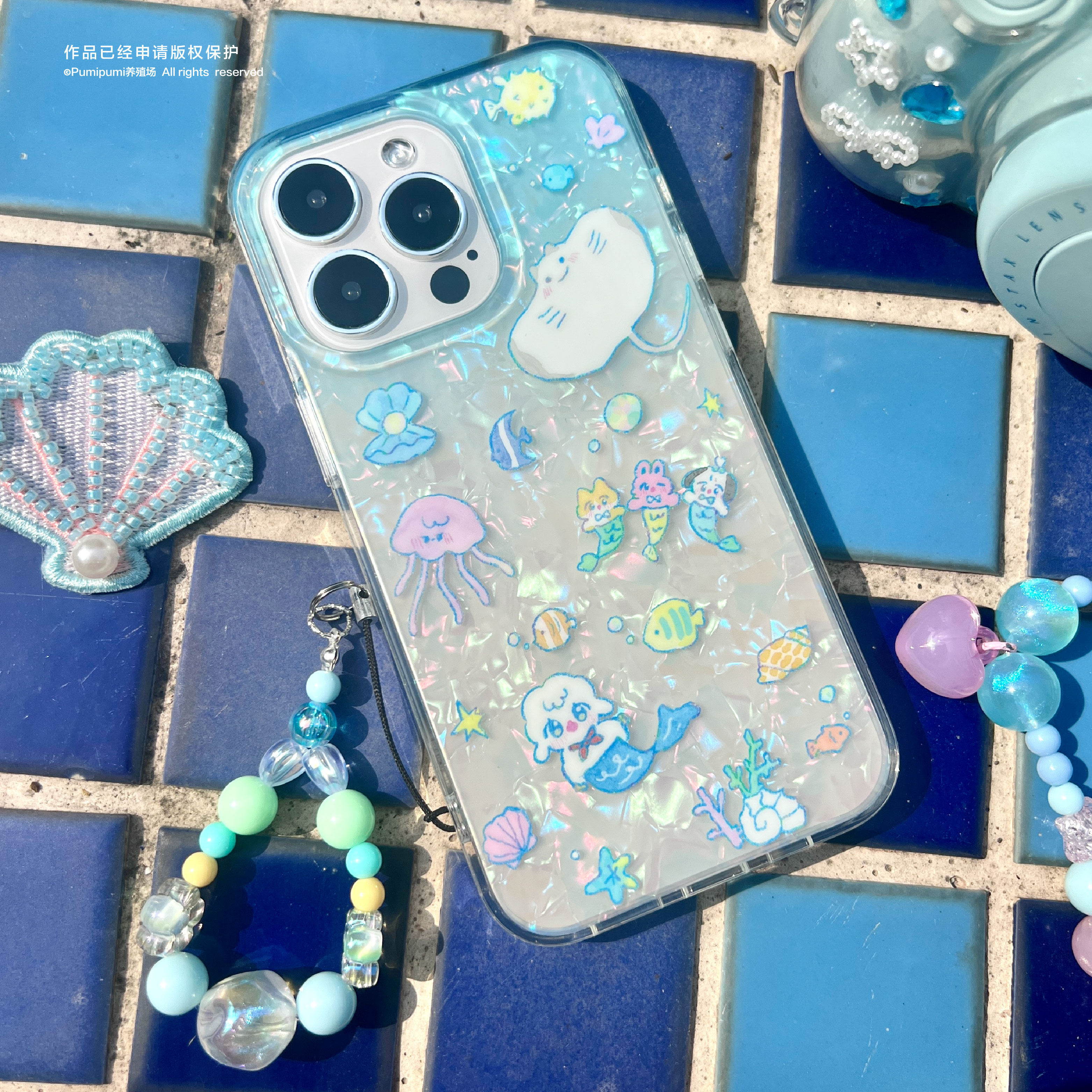 thumbnail for [Lamb Shell Sea Phone Case] pumi Original Seaside Resort IMD iPhone Case Lamb Shell Sea Full Pack Soft Case for iPhone