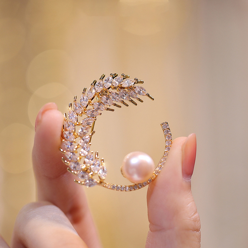 奢华锆石水晶麦穗胸针配饰