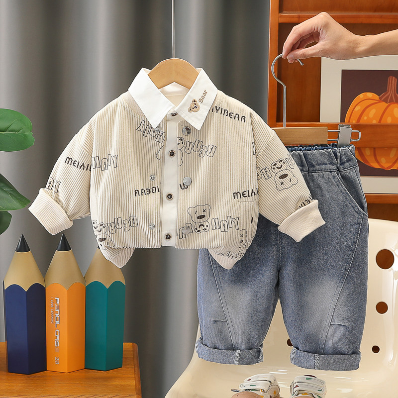 男童休闲三件套春秋2026新款宝宝春季开衫套装洋气帅气儿童衬衫潮,童装/婴儿装/亲子装,套装,淘宝优惠券,粉丝福利购,淘宝优惠卷