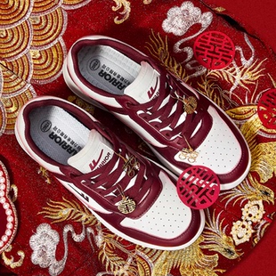 回力秀禾鞋女2025秋新款红色鞋子运动鞋新娘结婚板鞋中式平底婚鞋