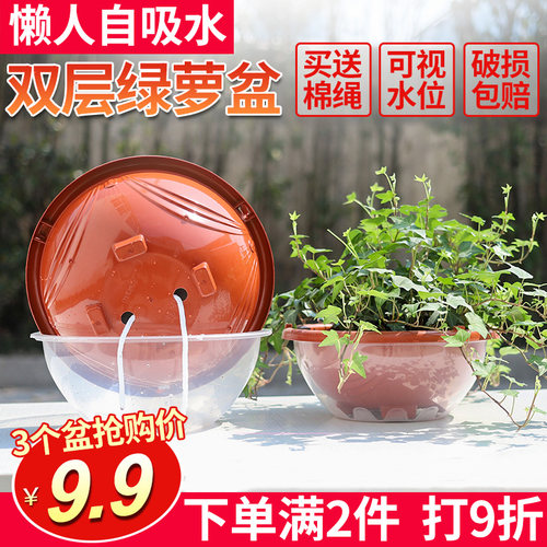 绿萝花盆储水盆双层自吸水p584