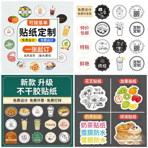 烘焙不干胶贴纸蛋糕甜品月饼雪媚娘蛋黄酥包装盒封口标签定制logo