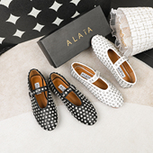复古时尚 洋气圆头水钻铆钉舒适透气一字扣平底单鞋 外贸女鞋 大码