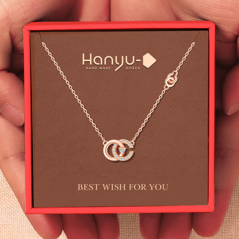 项链女999纯银2022年新款夏轻奢银正品设计感小众高级玫瑰金锁骨