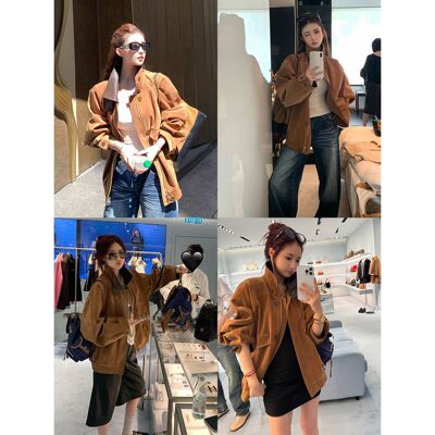 【蜜蜂欢乐社】【复古老钱】2026春季复古美拉德工装麂皮美式皮衣