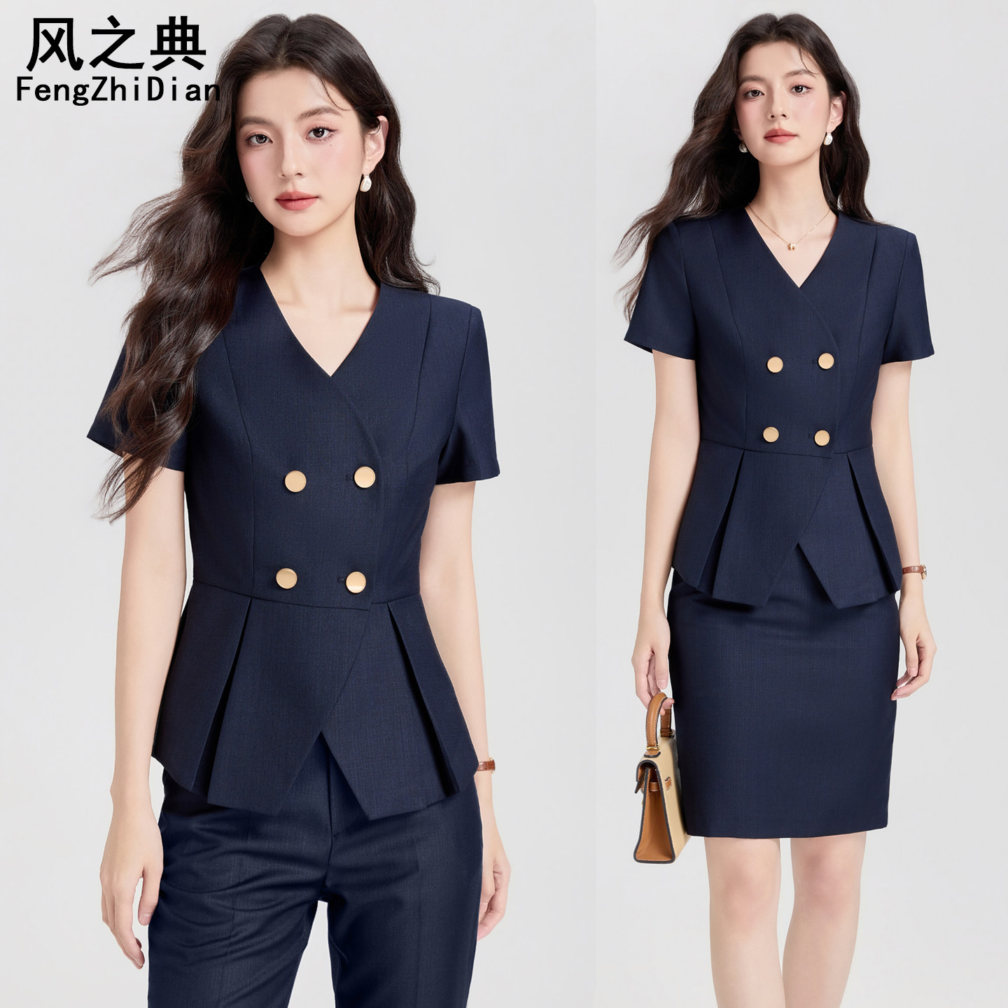短袖西装套装女夏季薄款职业装气质珠宝店酒店经理高端夏装工作服