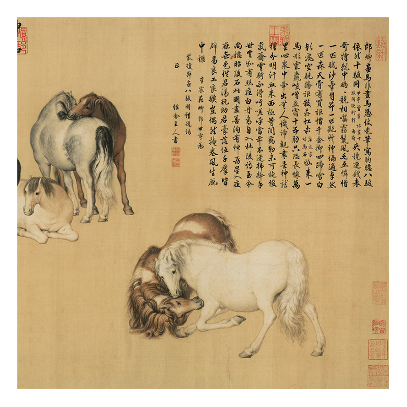 郎世宁-八骏图 仿古名家字画神品艺术微喷复制装饰画装裱定制画芯