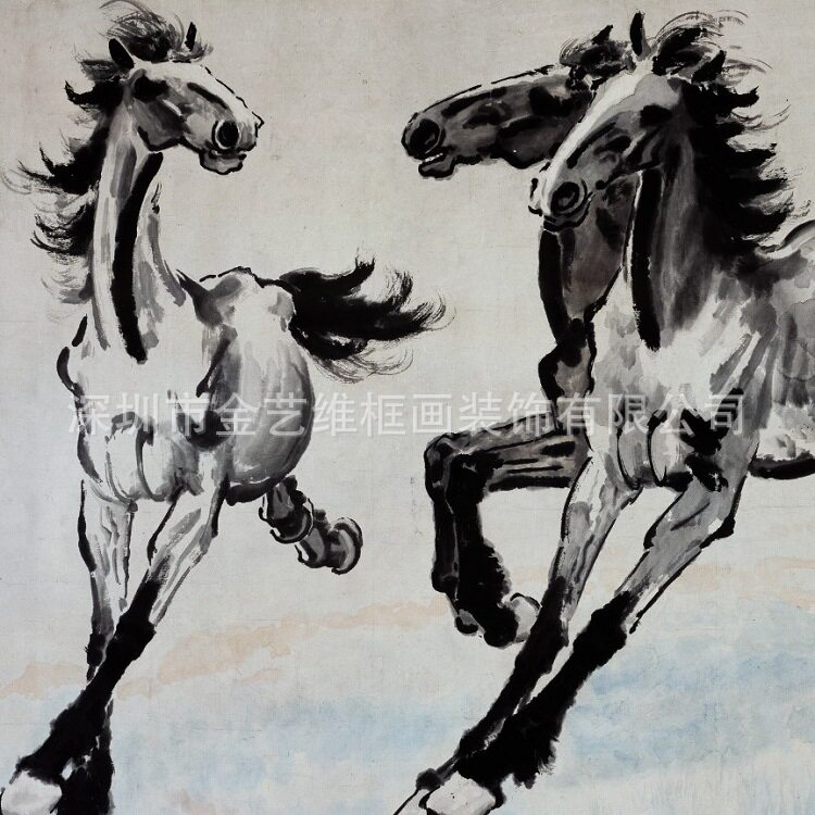 徐悲鸿奔马图名家仿古字画国画