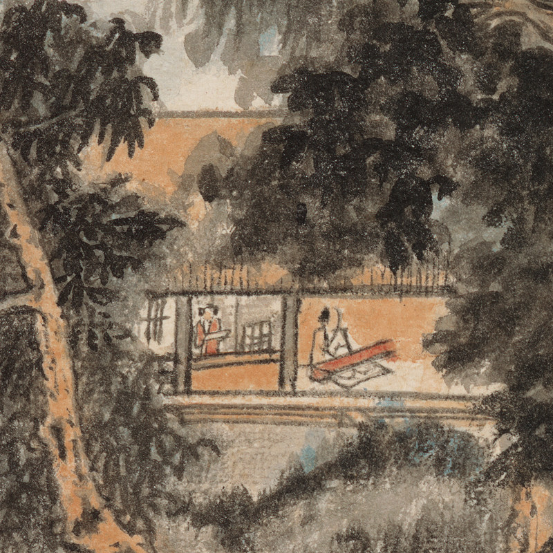张大千夏山萧寺图真迹山水画国