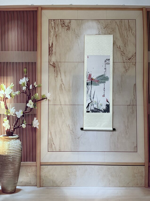 潘天寿映日荷花图国画水墨画写意画艺术微喷复制画宣纸画芯装饰画