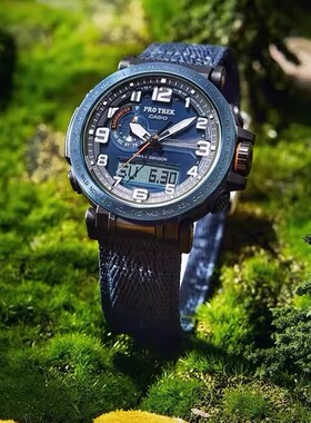 卡西欧手表男大表盘户外徒步登山太阳能运动防水石英表PRG-601