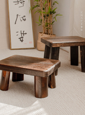 实木小矮凳侘寂民宿客厅榫卯儿童门口家用换鞋板凳木头茶几小凳子