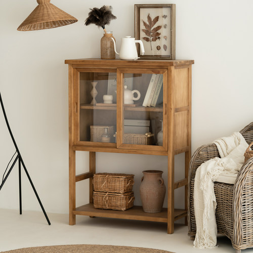 原木风实木推拉门餐边柜收纳柜