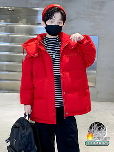 红色男童羽绒服本命年儿童装防水白鸭绒中大童加厚外套新年拜年服