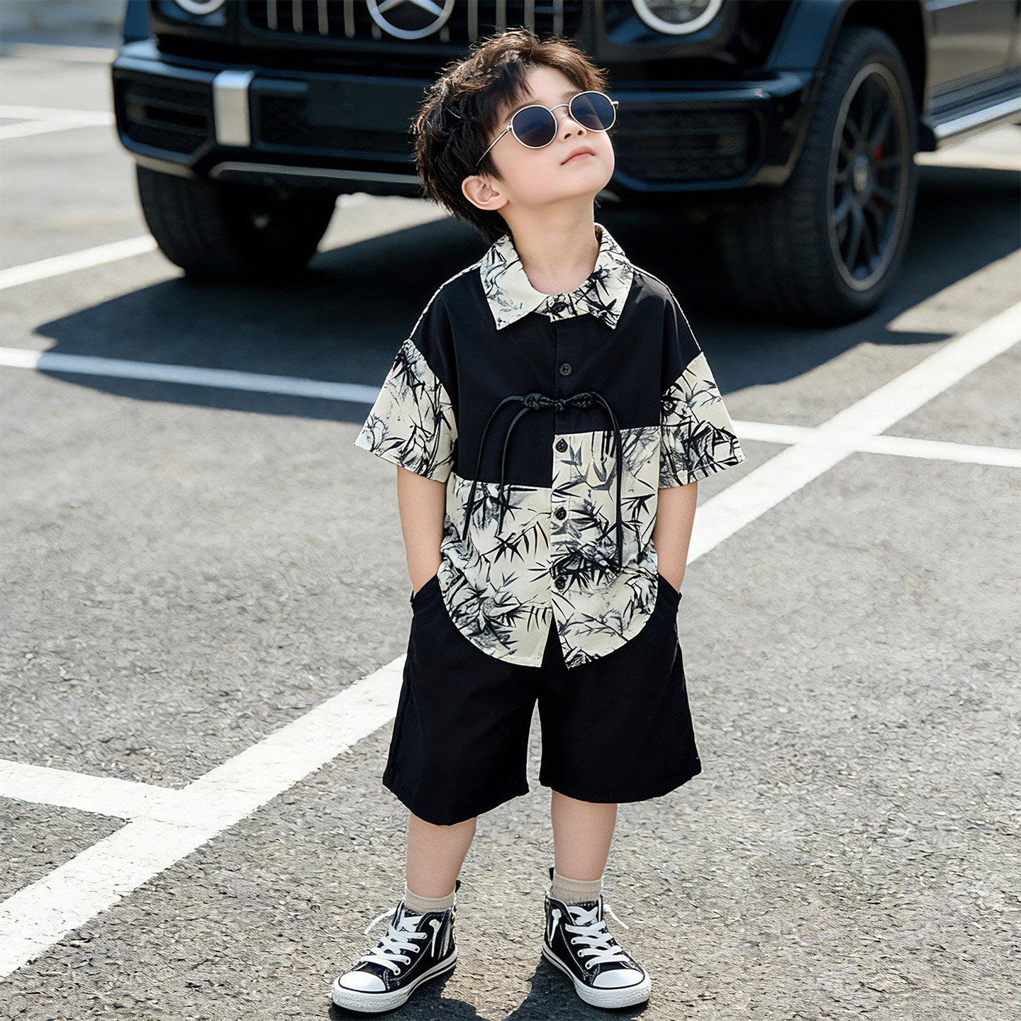 男童新款夏季宝宝短袖汉服套装