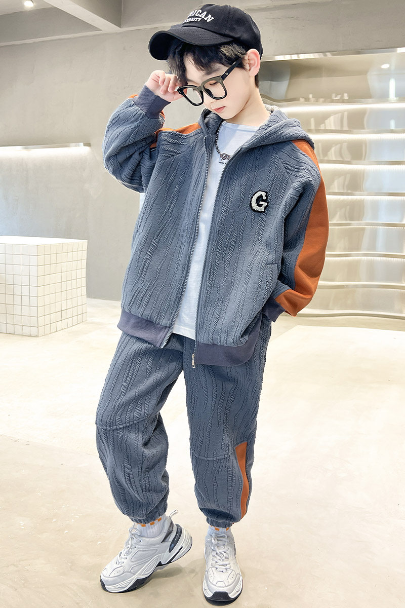 男童套装春秋2025年新款运动儿童连帽时髦潮牌中大童秋装衣服秋季