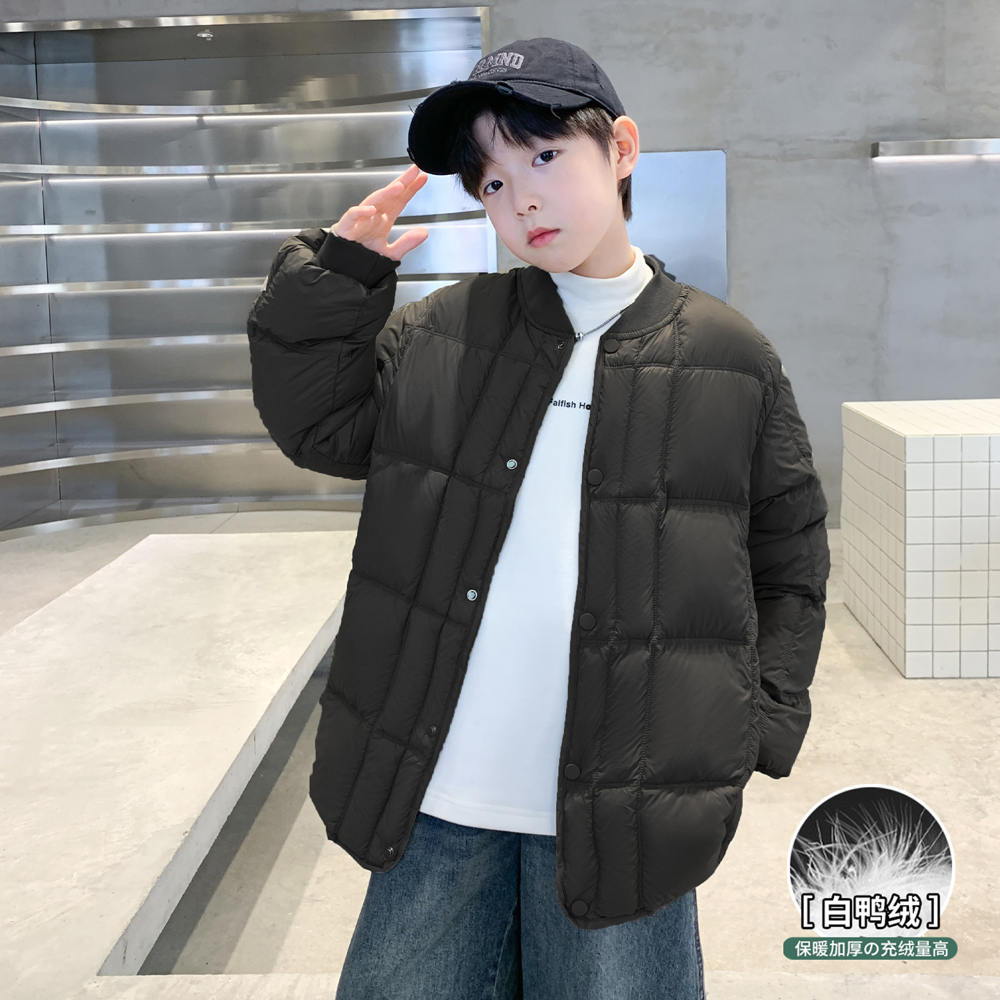 男童新款冬季轻薄羽绒服外套