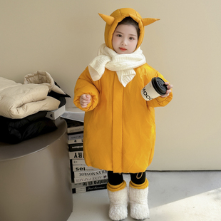 小恶魔男童羽绒服2025新款小儿童冬季外套加厚宝宝棉服冬装中长款