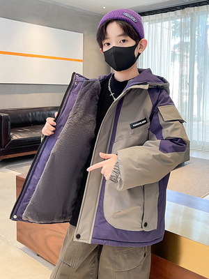 男童新款冬季加绒加厚派克服
