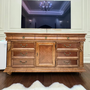 家具美式 梳妆柜实木抽屉柜收纳柜卧室电视柜斗柜靠墙家具美克斗柜