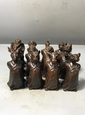 仿古十二生肖茶席茶台实心摆件香插茶道高端装饰摆放老铜器收藏