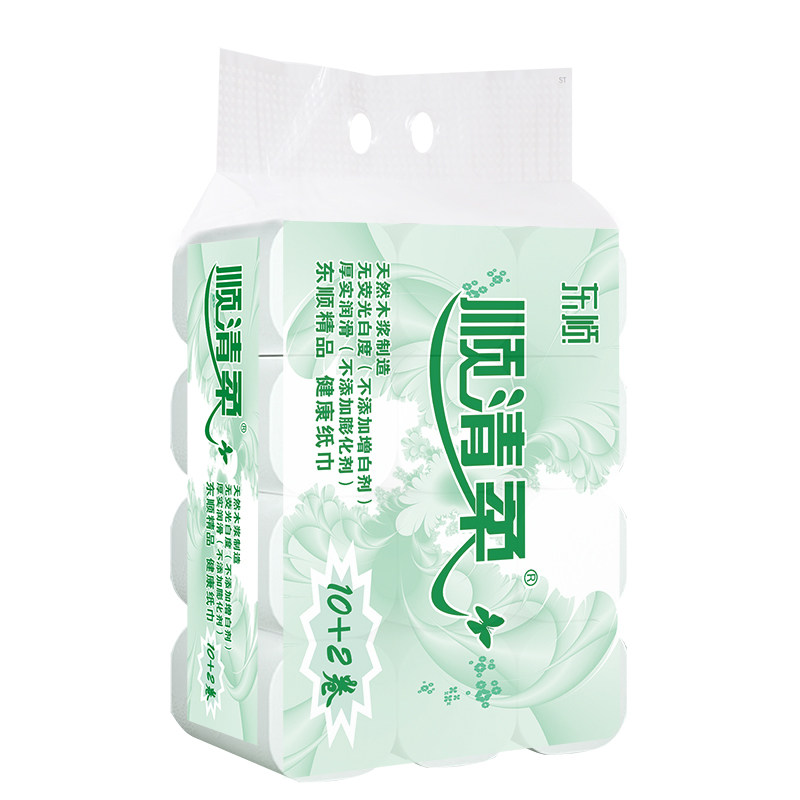 顺清柔2980g卫生纸卷纸方形卷筒纸卫生纸手纸12卷