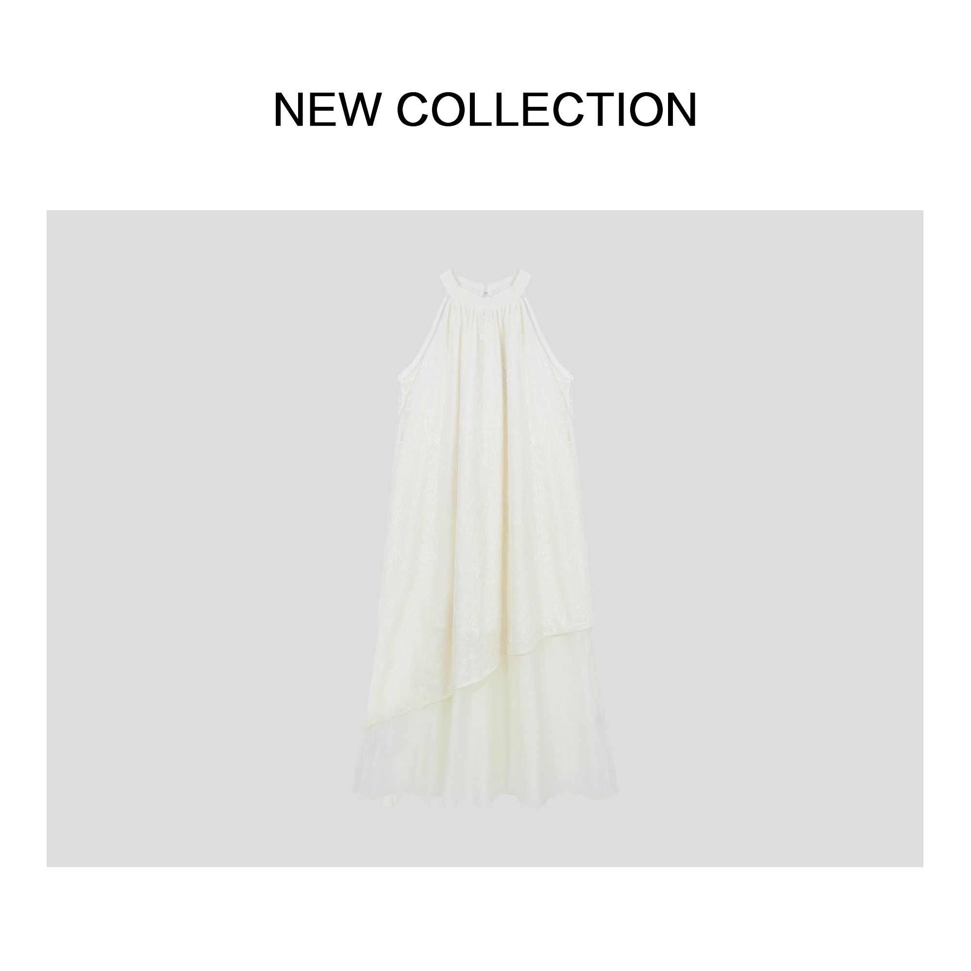 时尚气质黄色挂脖无袖连衣裙 L1528091 -8091