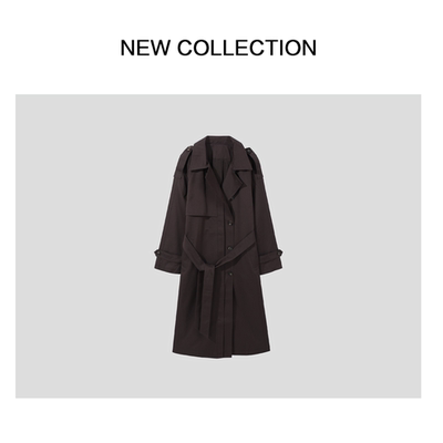 F5536007 新品长款常规款风衣翻领秋季女装-36007-6007