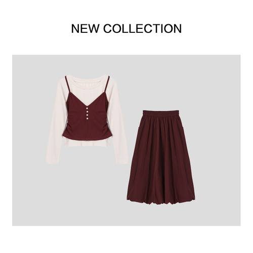 秋季新款时尚复古套装D3538060-8060裙子吊带