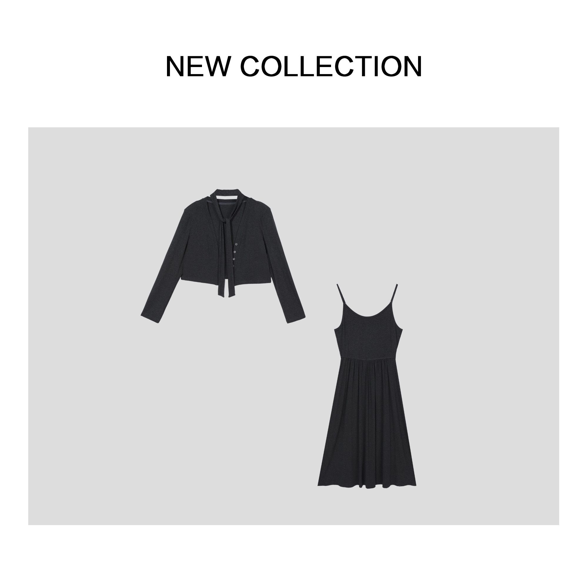 新款都市极简风上衣+连衣裙高级百搭套装 D5526008 -6008