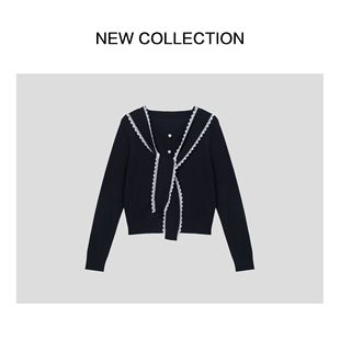 海军领结+波浪边领带设计线衣 X3538006