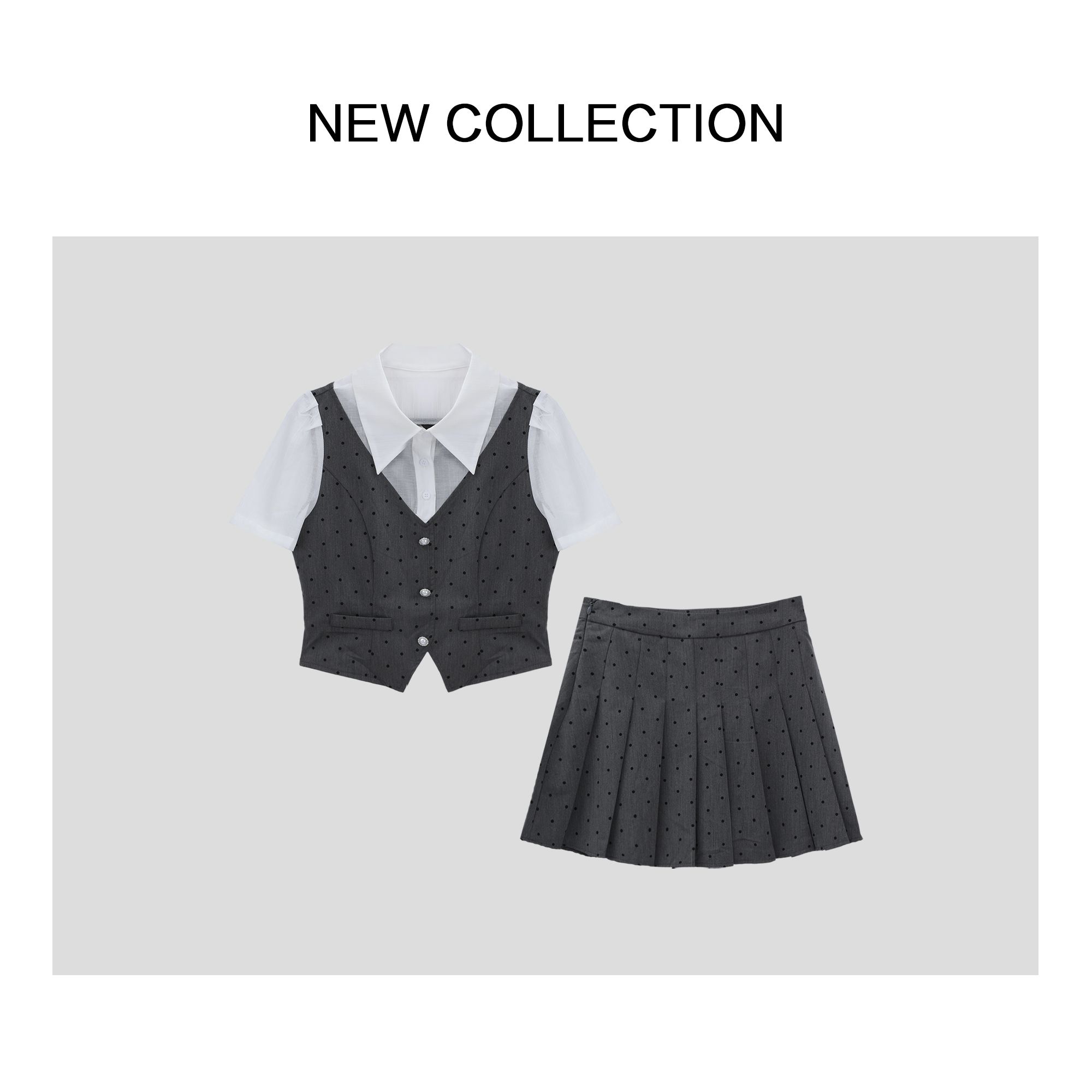 时尚潮流上衣+短裙套装