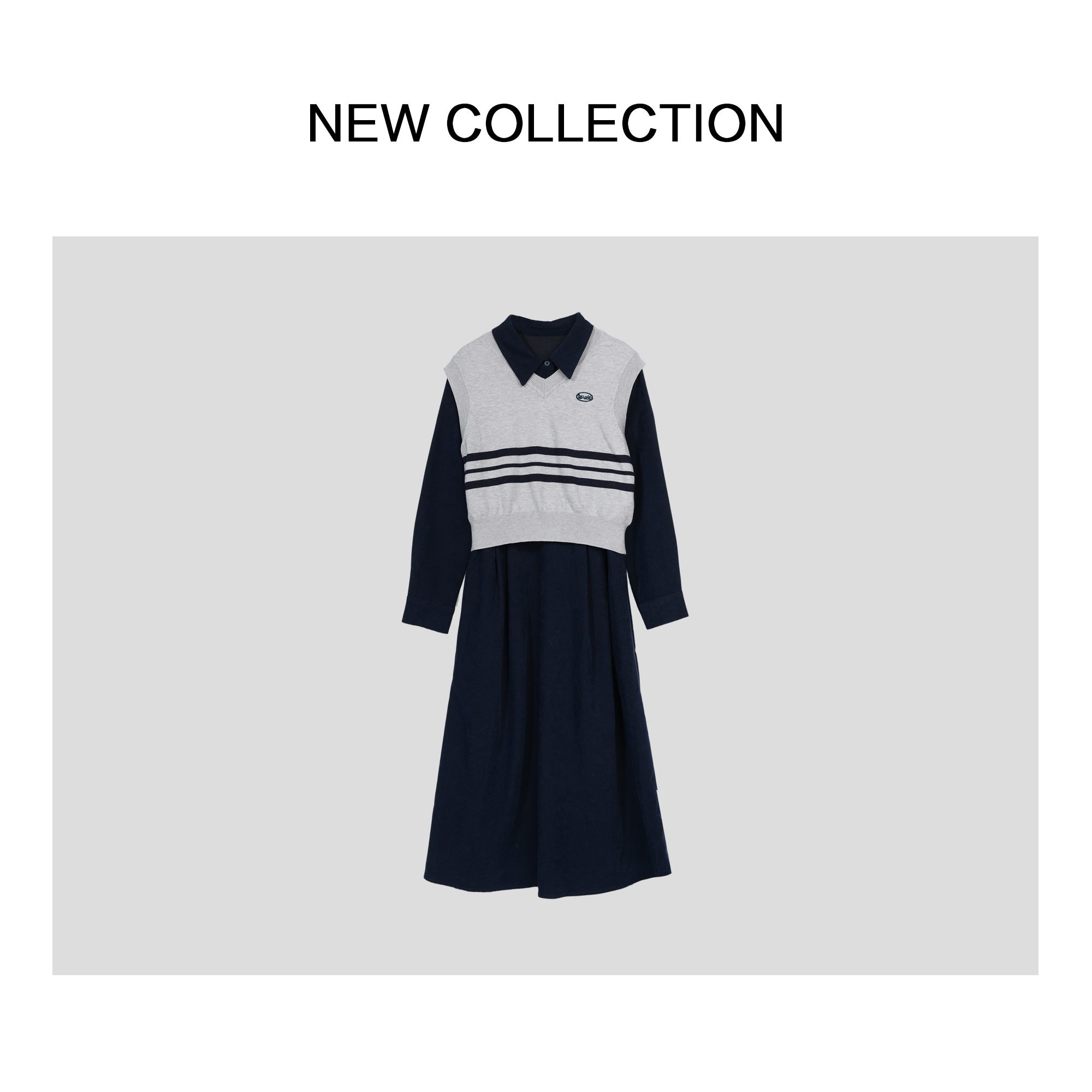 新款休闲文艺背心+连体裙套装 D351816B-1816