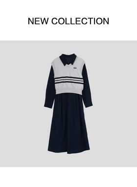 新款休闲文艺背心+连体裙套装 D351816B-1816