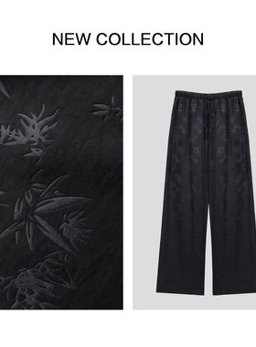 K5F20056 简约大气，新中式印花阔腿裤
