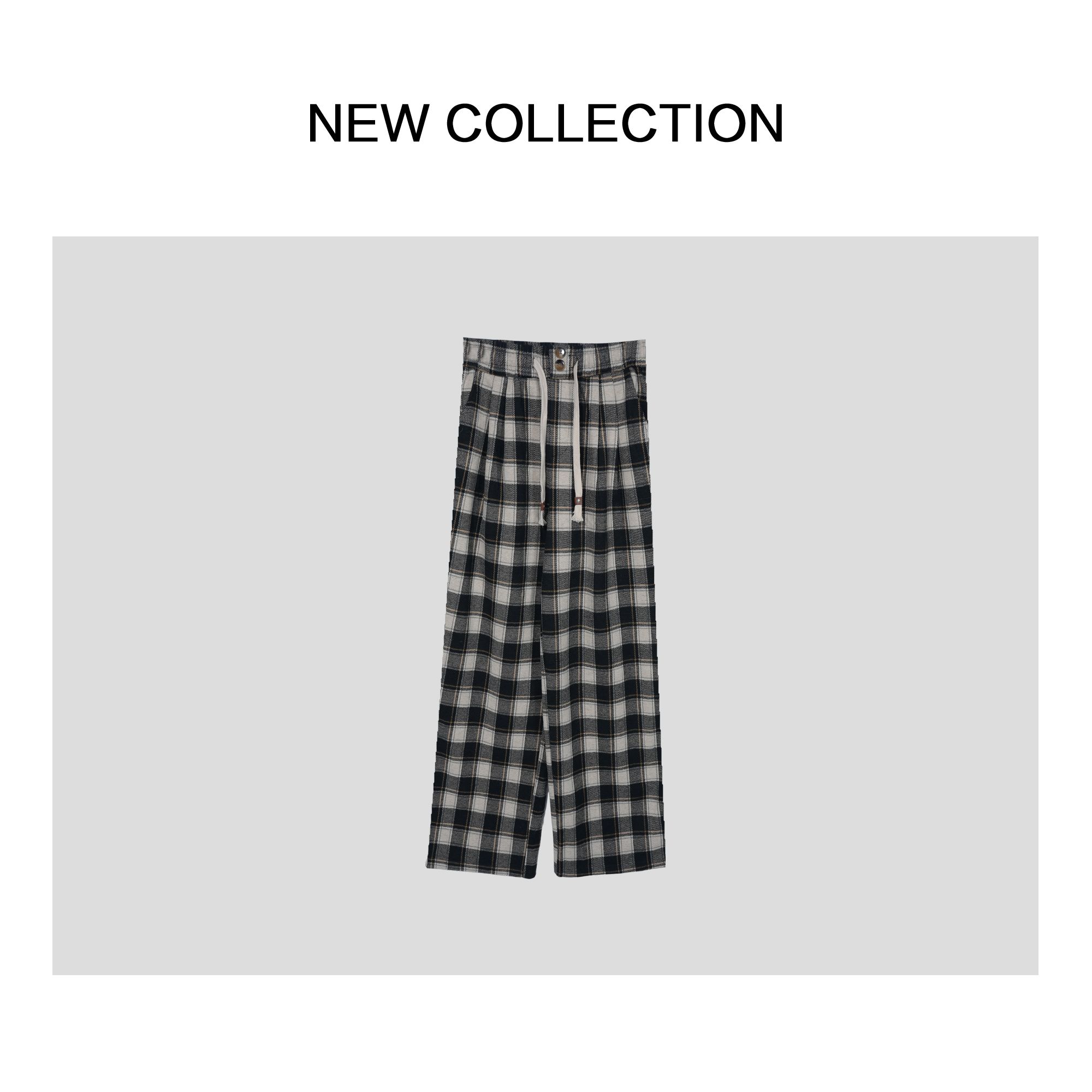 休闲百搭格子宽松裤K1F58008-8008裤子秋冬阔腿