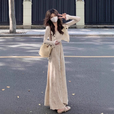 茶系穿搭微胖显瘦时尚网红炸街秋季2025新款女装盐系轻熟两件
