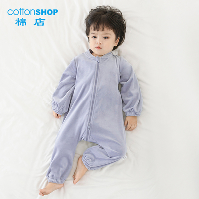 儿童法兰绒连体睡衣秋冬宝宝保暖睡袋婴儿男女童珊瑚海岛绒睡衣冬